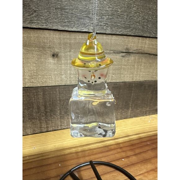 Ice Cube Construction Worker Snowman Acrylic Christmas Ornament - Picture 3 of 4